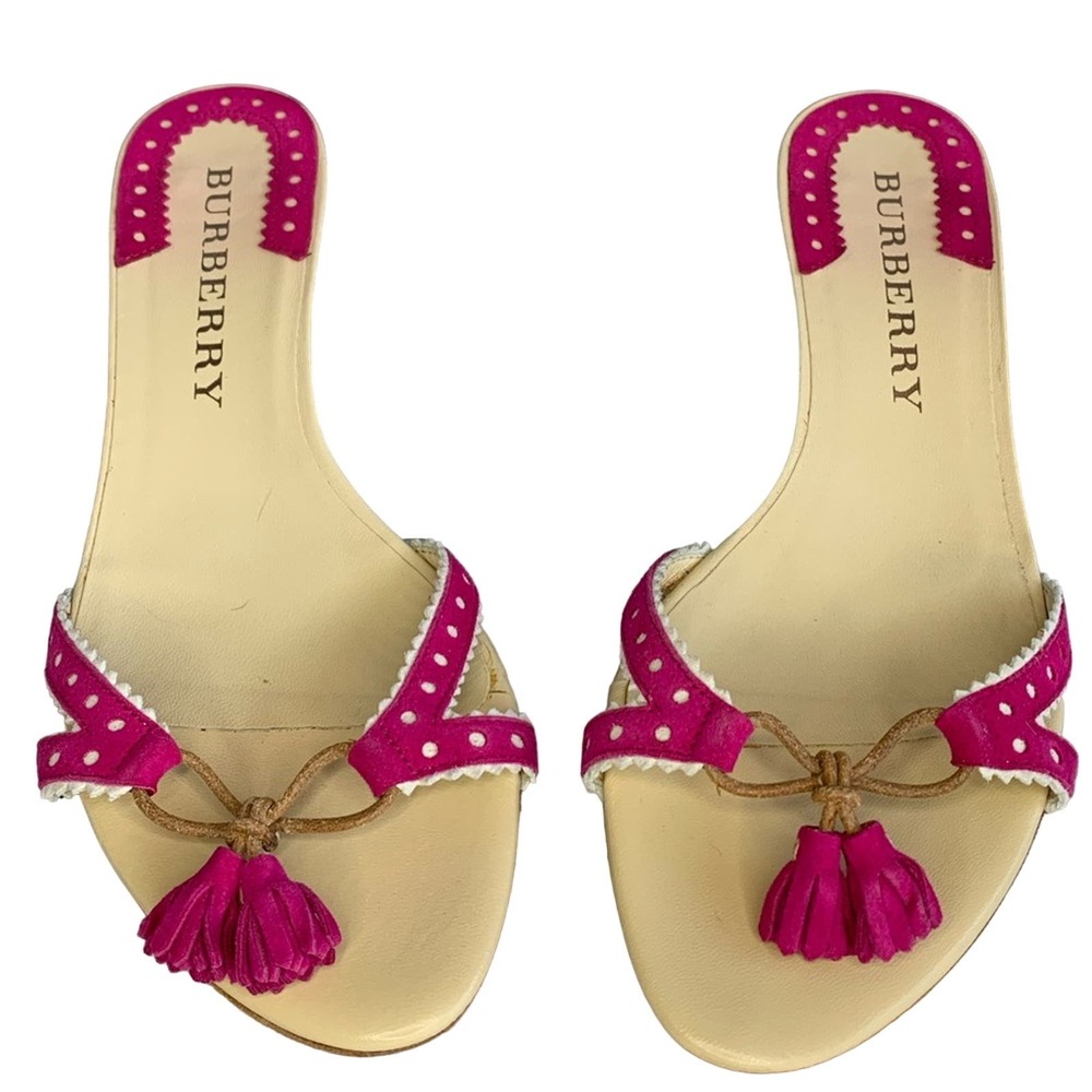 BURBERRY | Hot Pink Suede Kitten Heels | Size 37 | Original Box & Bag Included